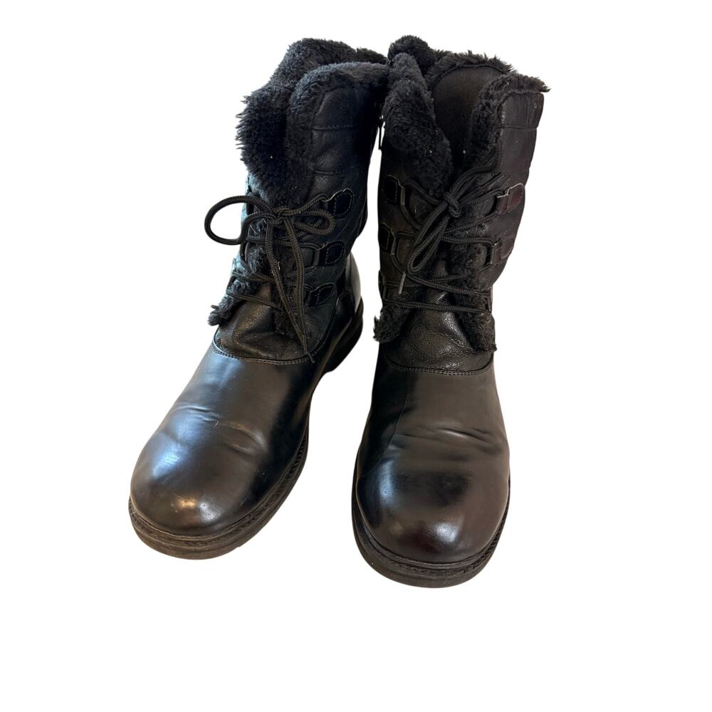 Rugged Outback black winter snow boot convenient side zipper size 12